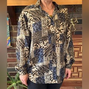 K. Arnold vintage animal print Silk shirt. Size medium